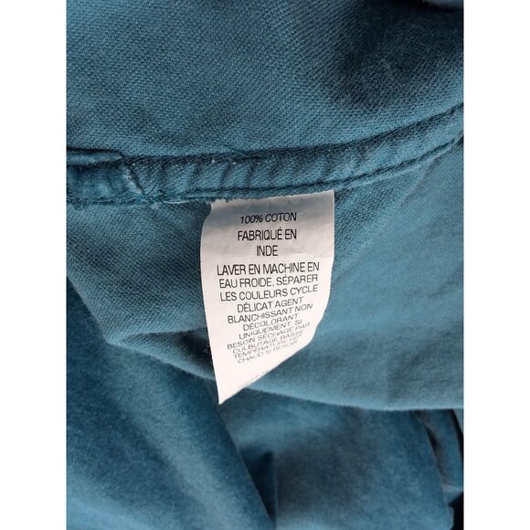 L.L. Bean Teal 100% Cotton Velvet Button-Up Shirt Medium - Picture 6 of 6